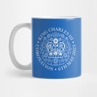 King Charles III Official Coronation Emblem white on blue Mug